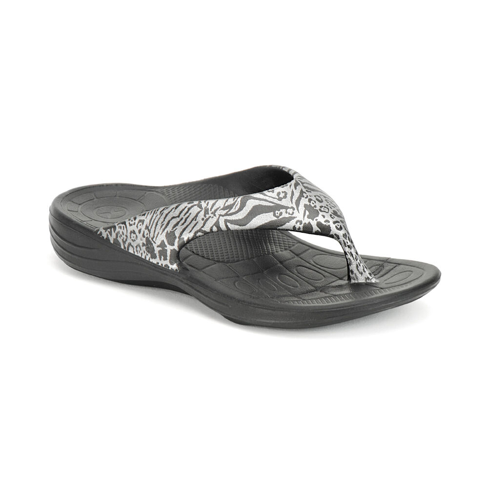 Aetrex Women's Maui Flip Flops - Black | USA F7OX2UT